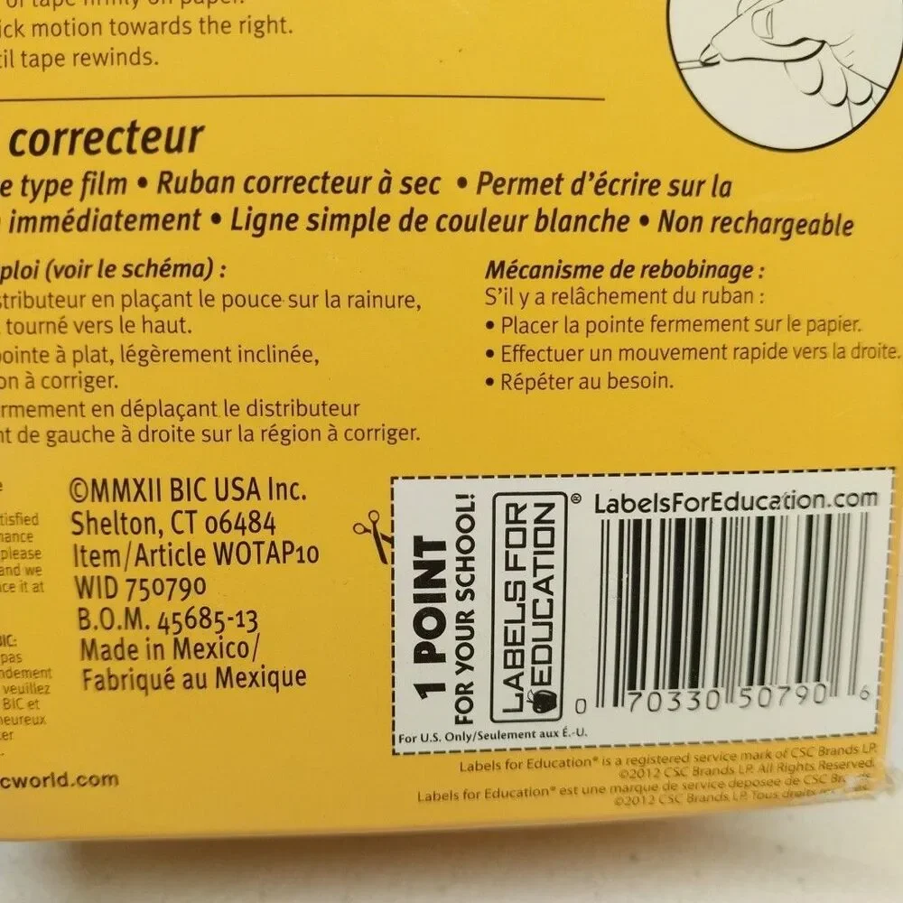 BIC Wite Out EZ Correct Correction Tape Lot Of 8 + 10 Pack Penway No 2 Pencils